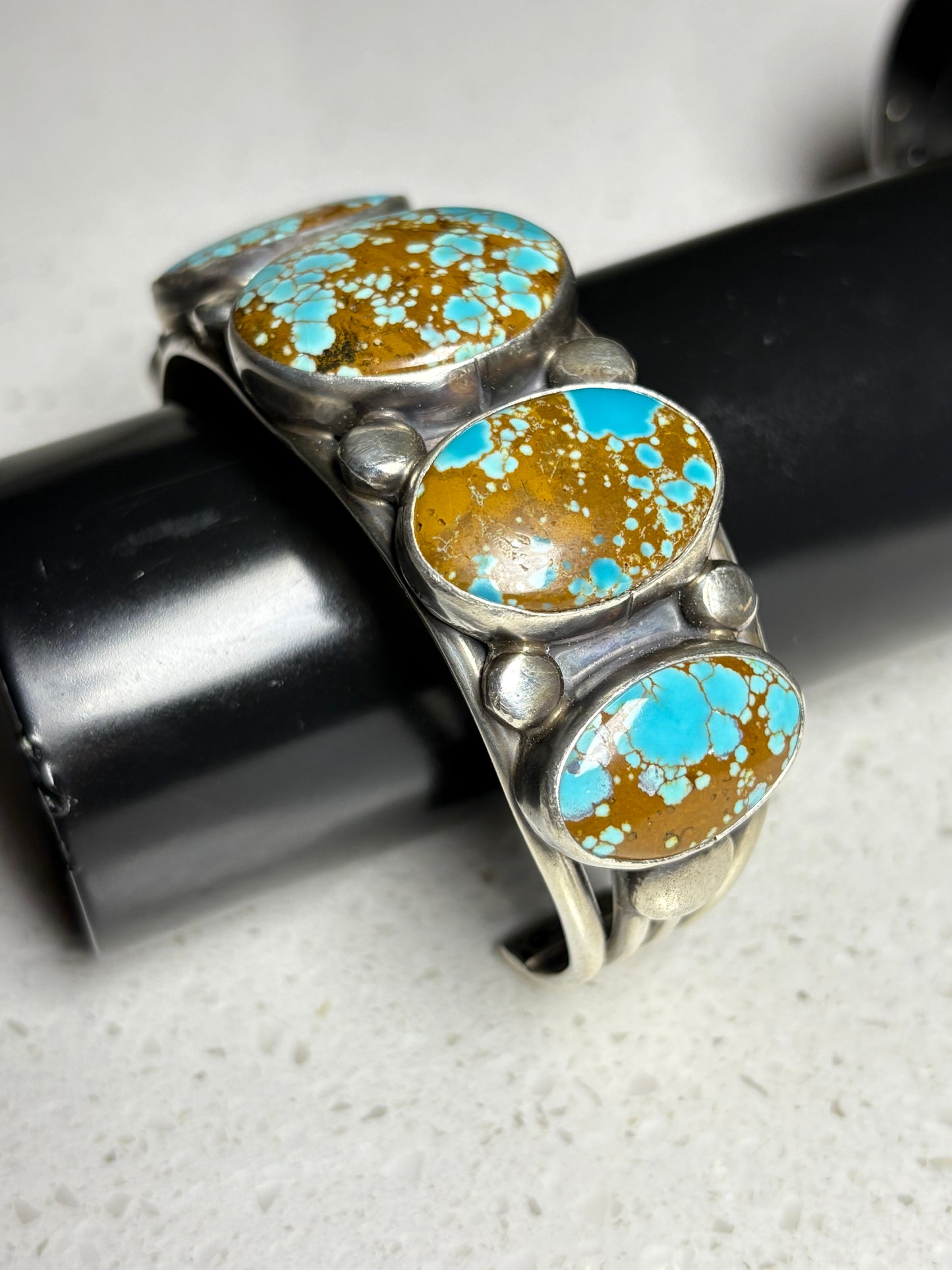 Navajo Sterling Silver Number Eight Turquoise Bracelet – Signed Vordy