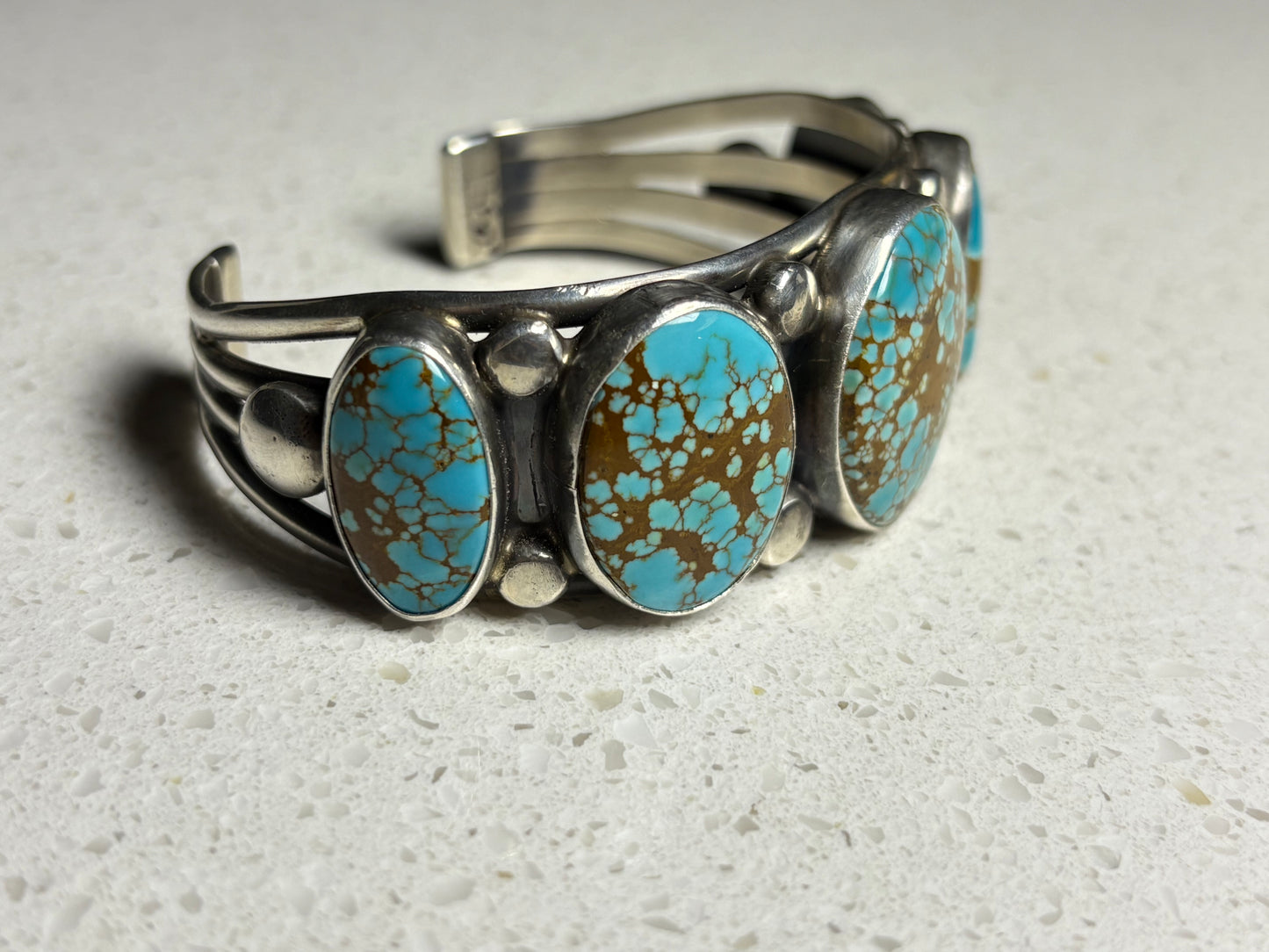 Navajo Sterling Silver Number Eight Turquoise Bracelet – Signed Vordy