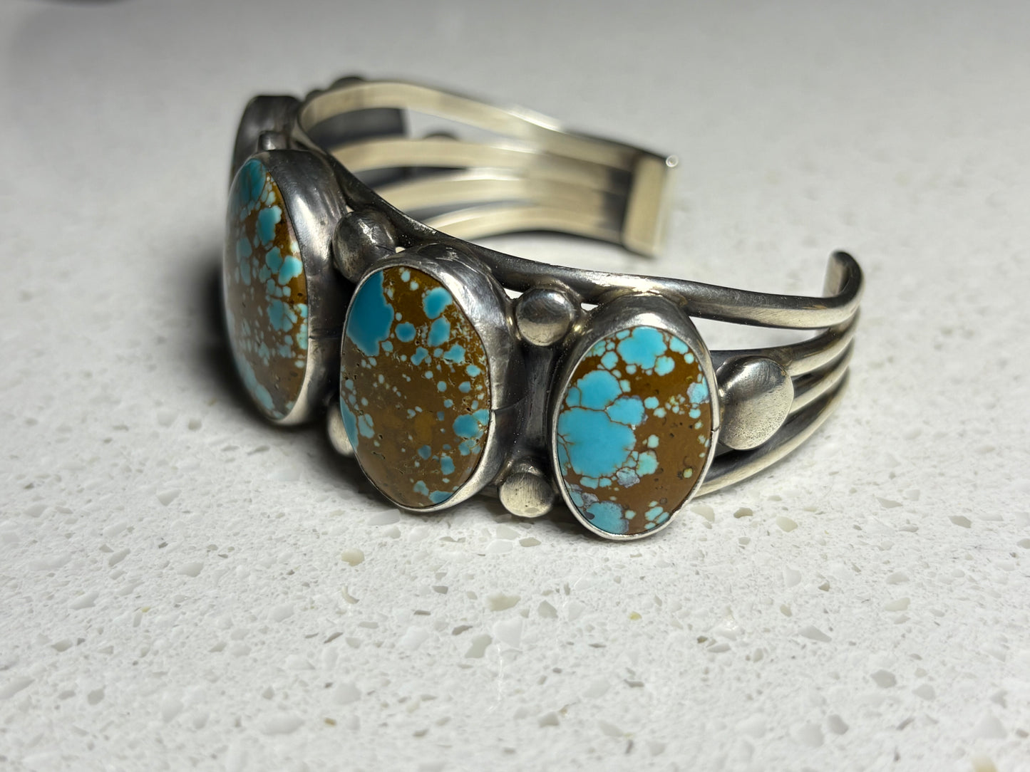 Navajo Sterling Silver Number Eight Turquoise Bracelet – Signed Vordy