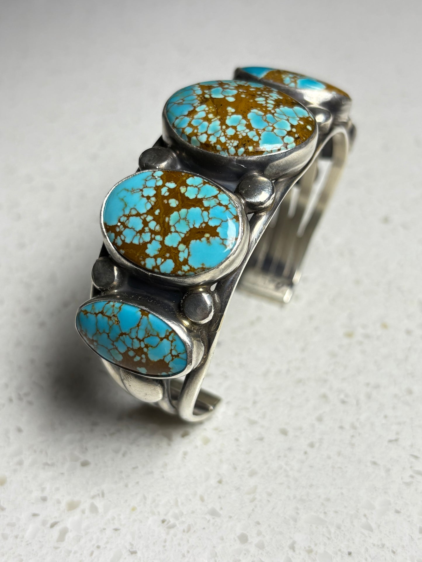 Navajo Sterling Silver Number Eight Turquoise Bracelet – Signed Vordy