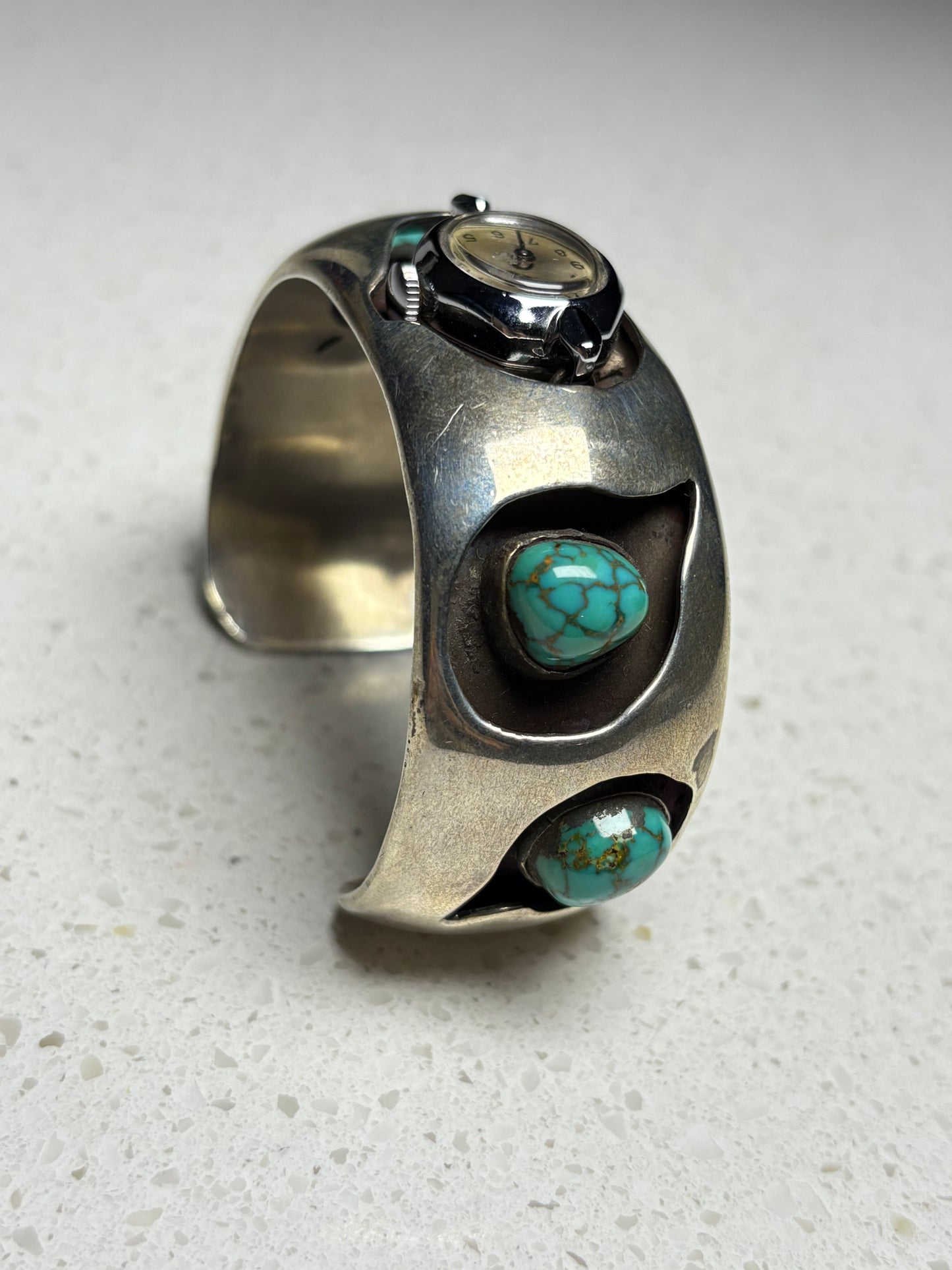 Vintage Navajo Turquoise Sterling Silver Watch