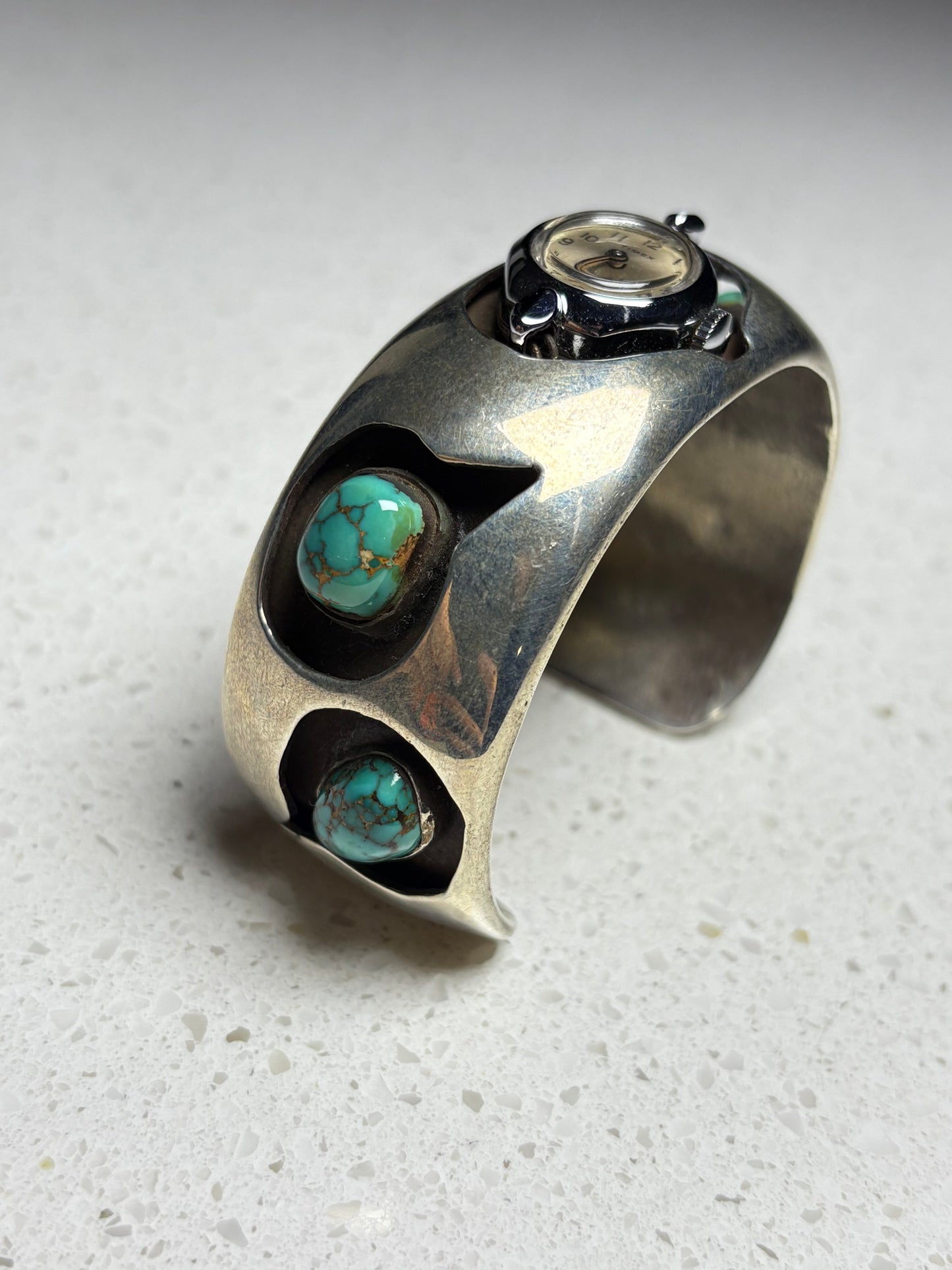 Vintage Navajo Turquoise Sterling Silver Watch