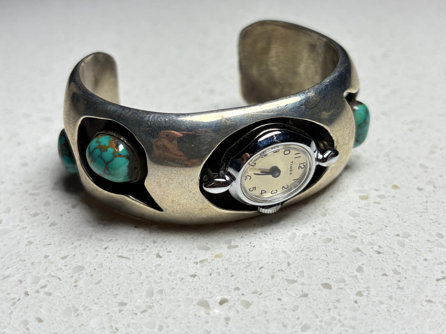 Vintage Navajo Turquoise Sterling Silver Watch