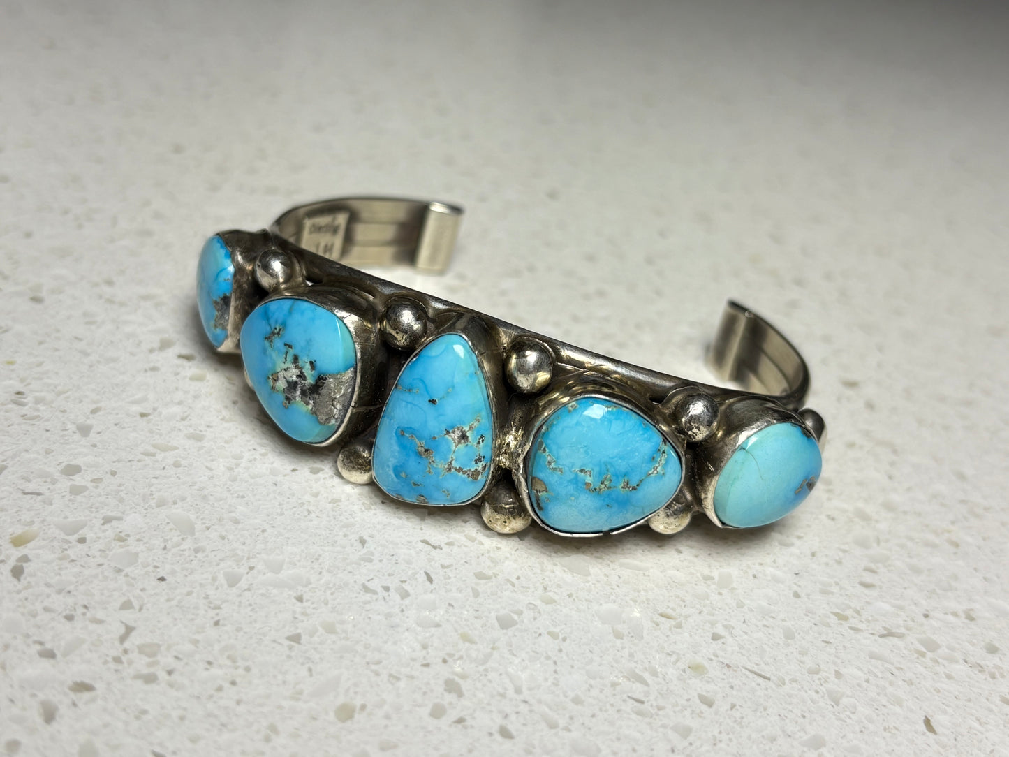 Navajo Artisan Kingman Turquoise Cuff Bracelet