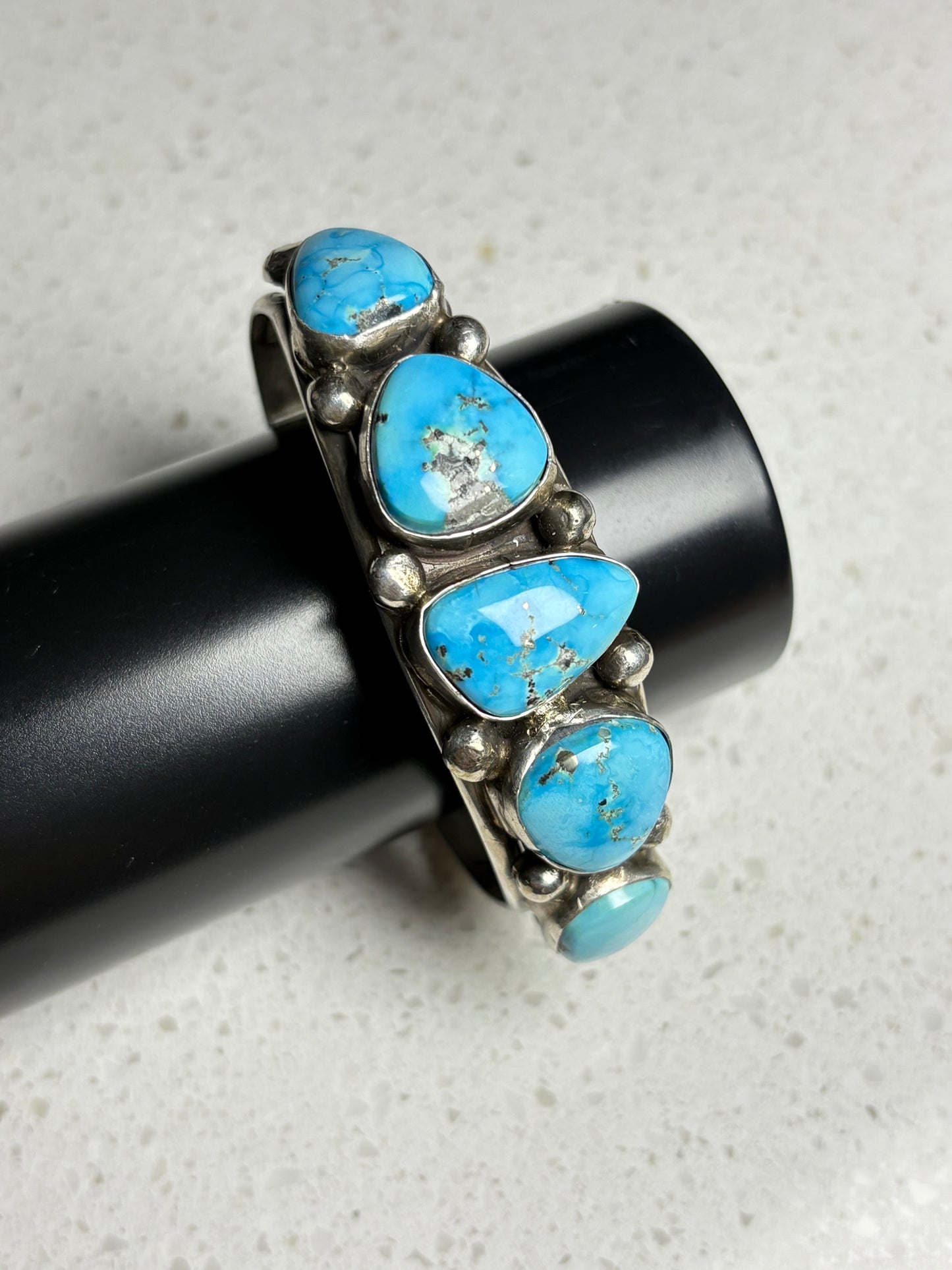 Navajo Artisan Kingman Turquoise Cuff Bracelet