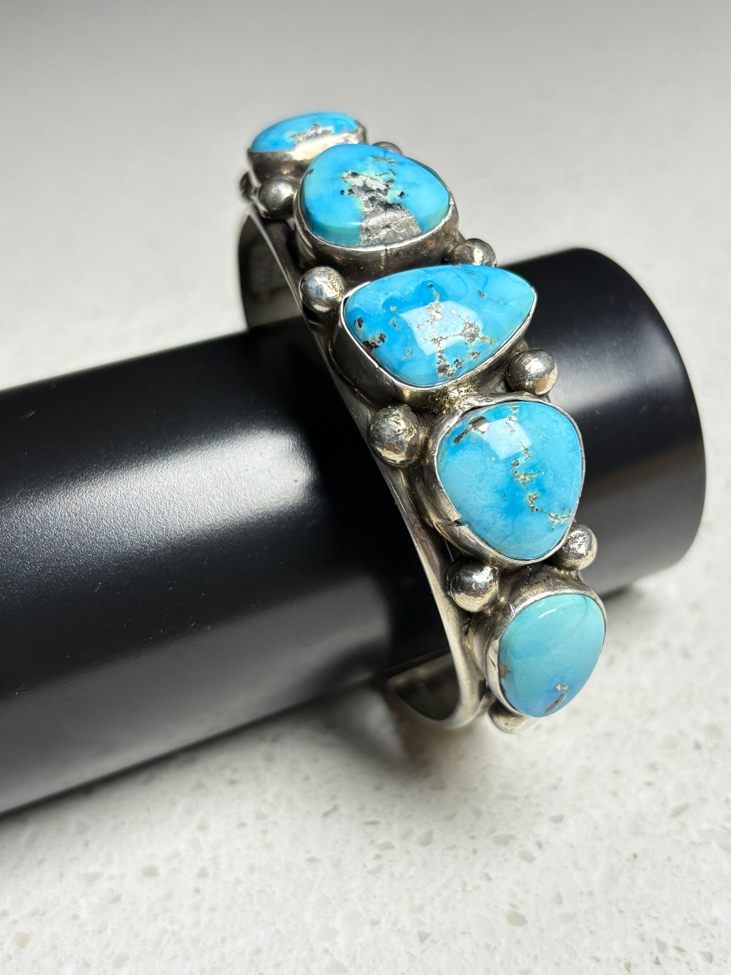 Navajo Artisan Kingman Turquoise Cuff Bracelet