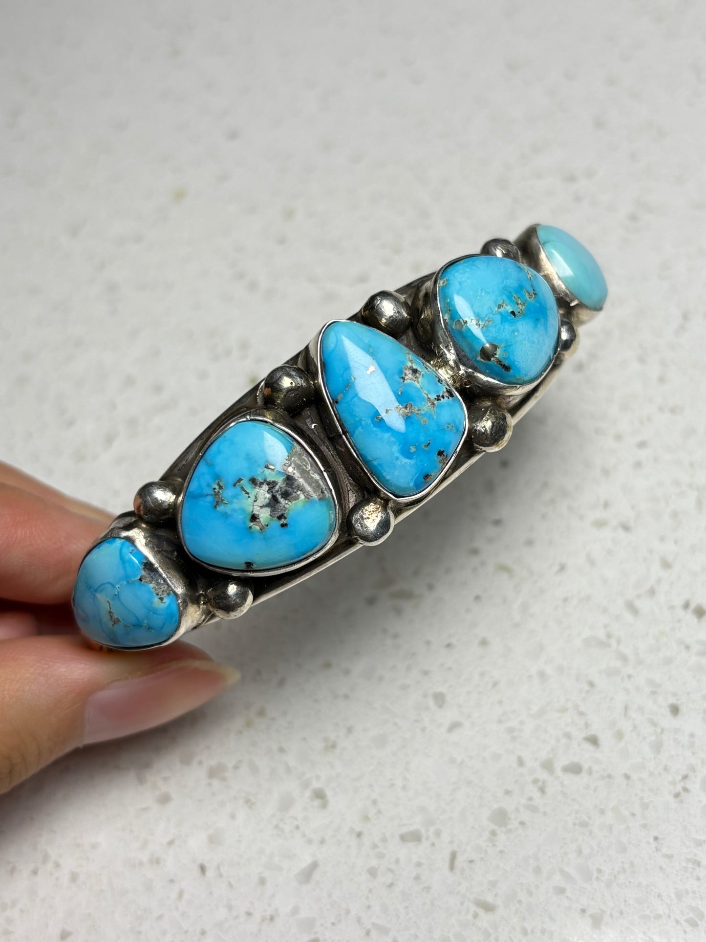 Navajo Artisan Kingman Turquoise Cuff Bracelet