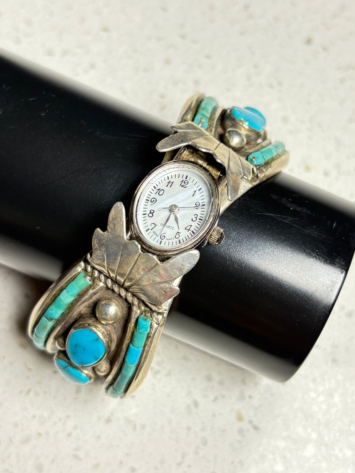 Vintage Navajo Turquoise Sterling Silver Watch