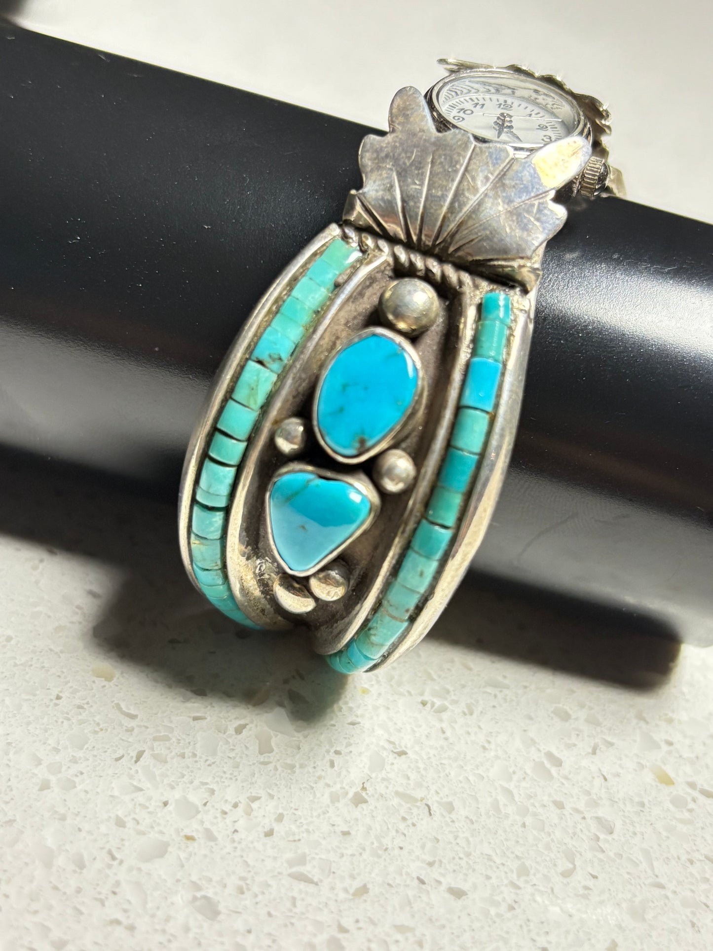Vintage Navajo Turquoise Sterling Silver Watch