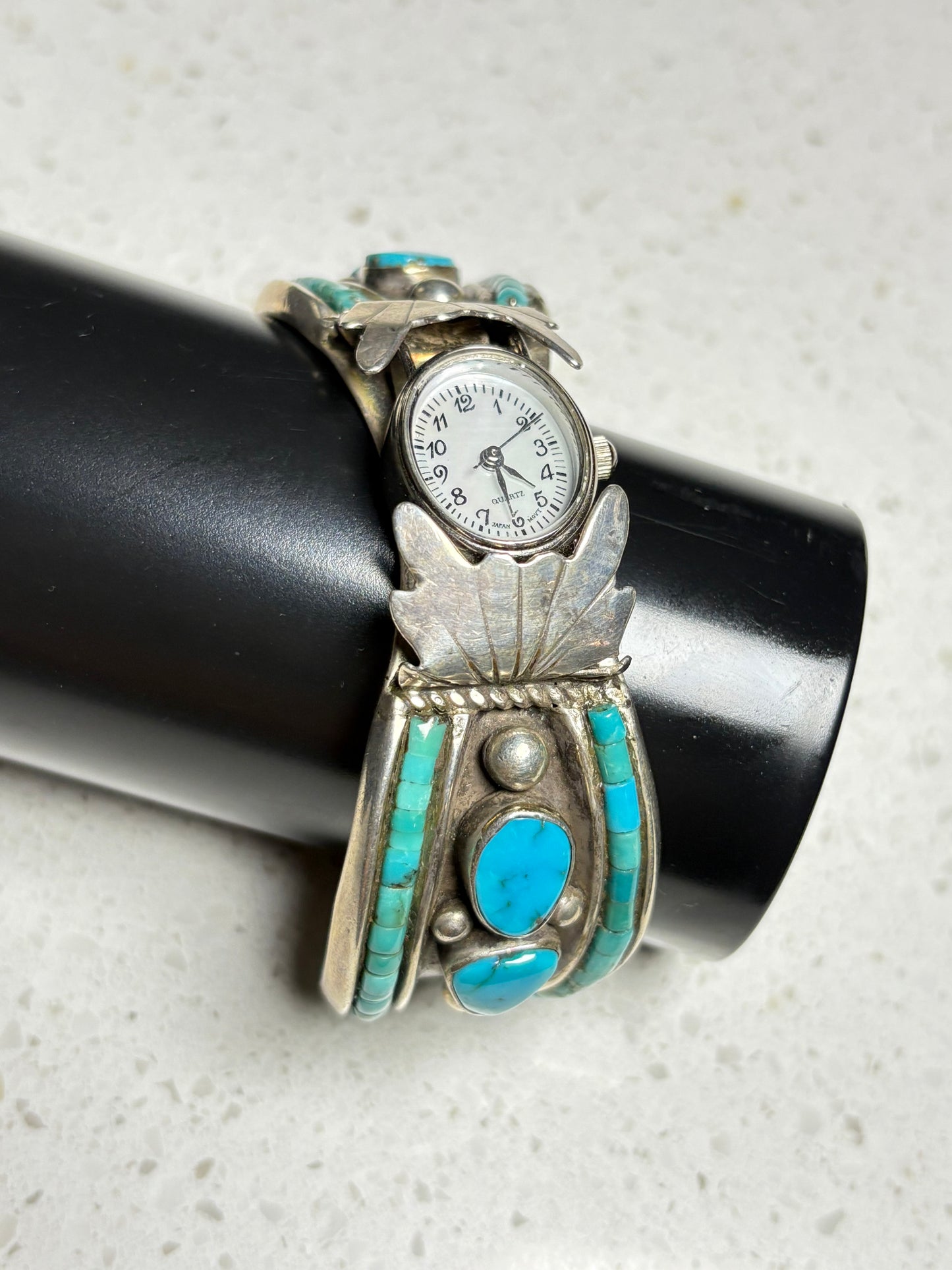 Vintage Navajo Turquoise Sterling Silver Watch