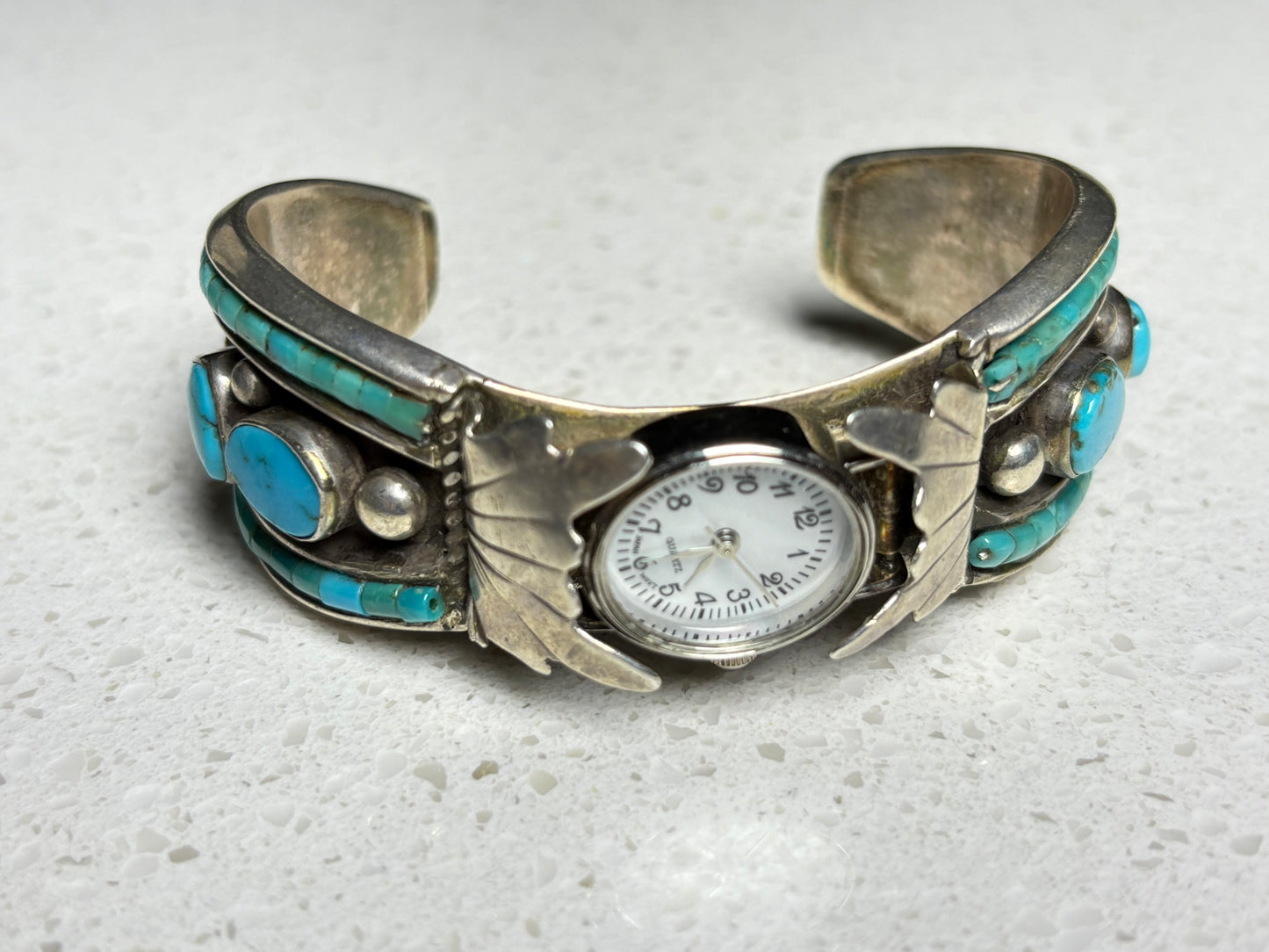 Vintage Navajo Turquoise Sterling Silver Watch