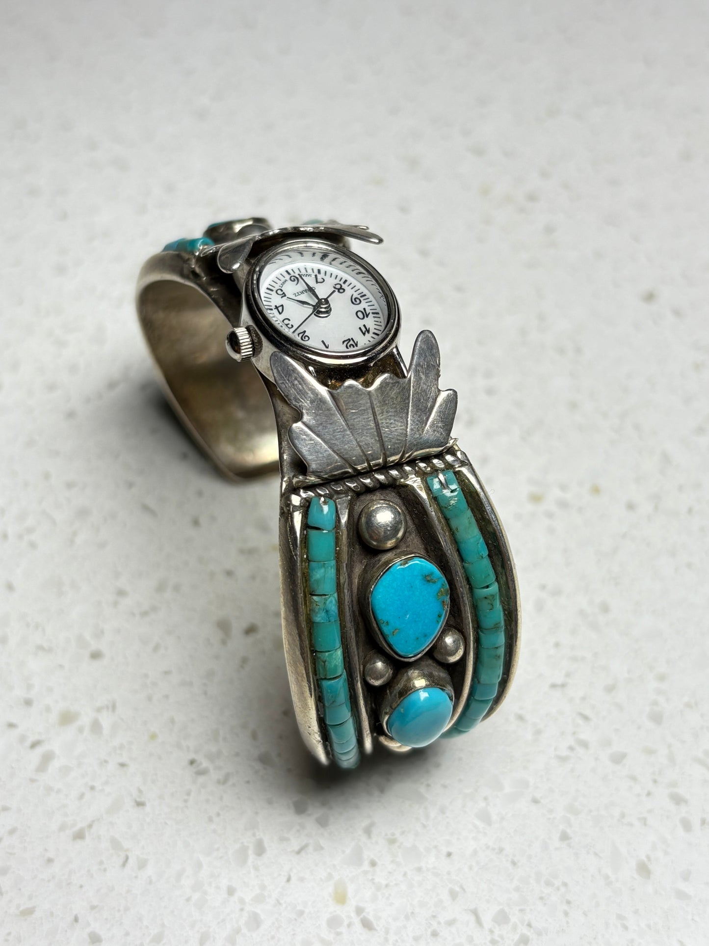Vintage Navajo Turquoise Sterling Silver Watch