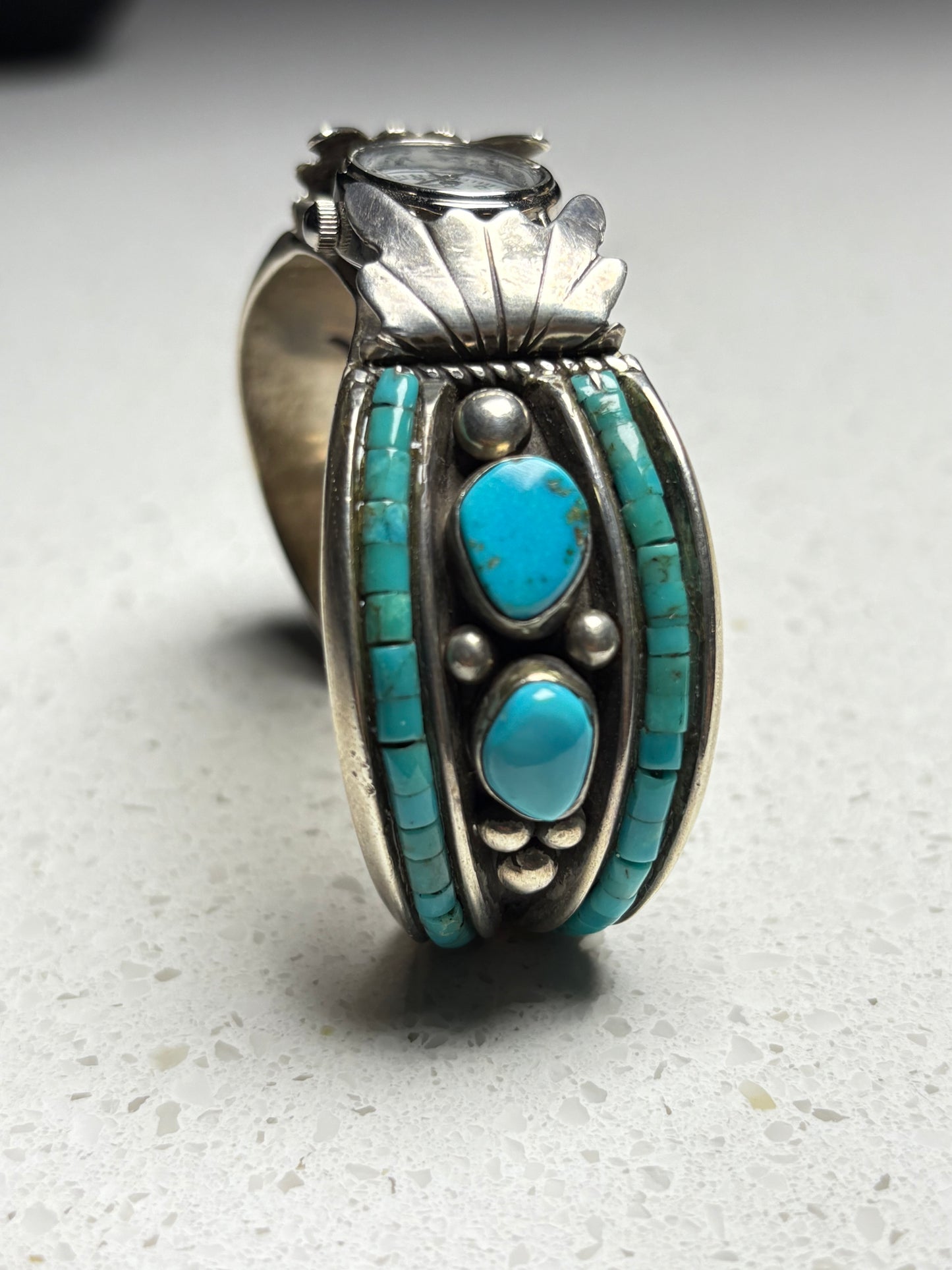Vintage Navajo Turquoise Sterling Silver Watch