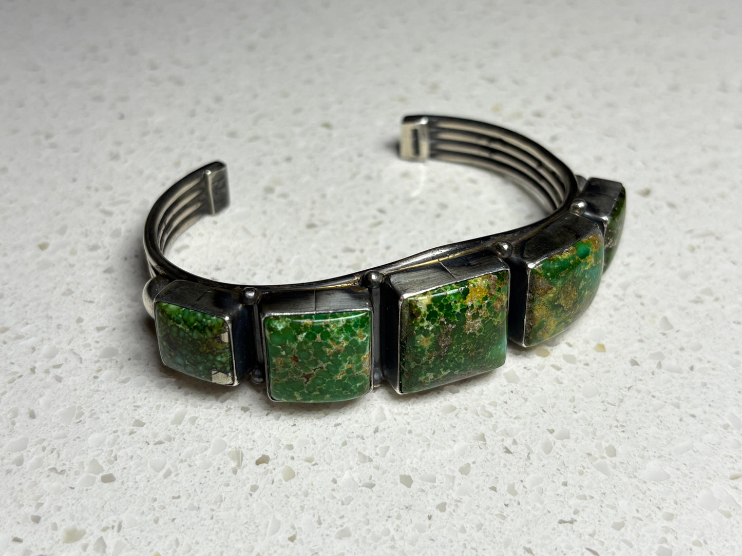Navajo Sterling Silver Sonoran Turquoise Cuff Bracelet – By NJ