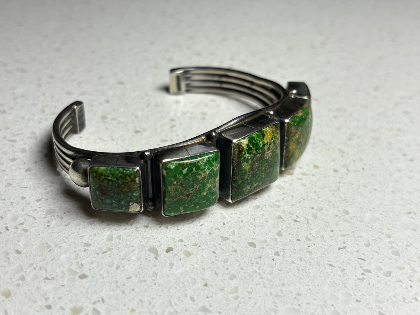 Navajo Sterling Silver Sonoran Turquoise Cuff Bracelet – By NJ