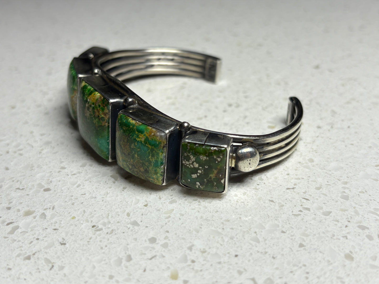 Navajo Sterling Silver Sonoran Turquoise Cuff Bracelet – By NJ