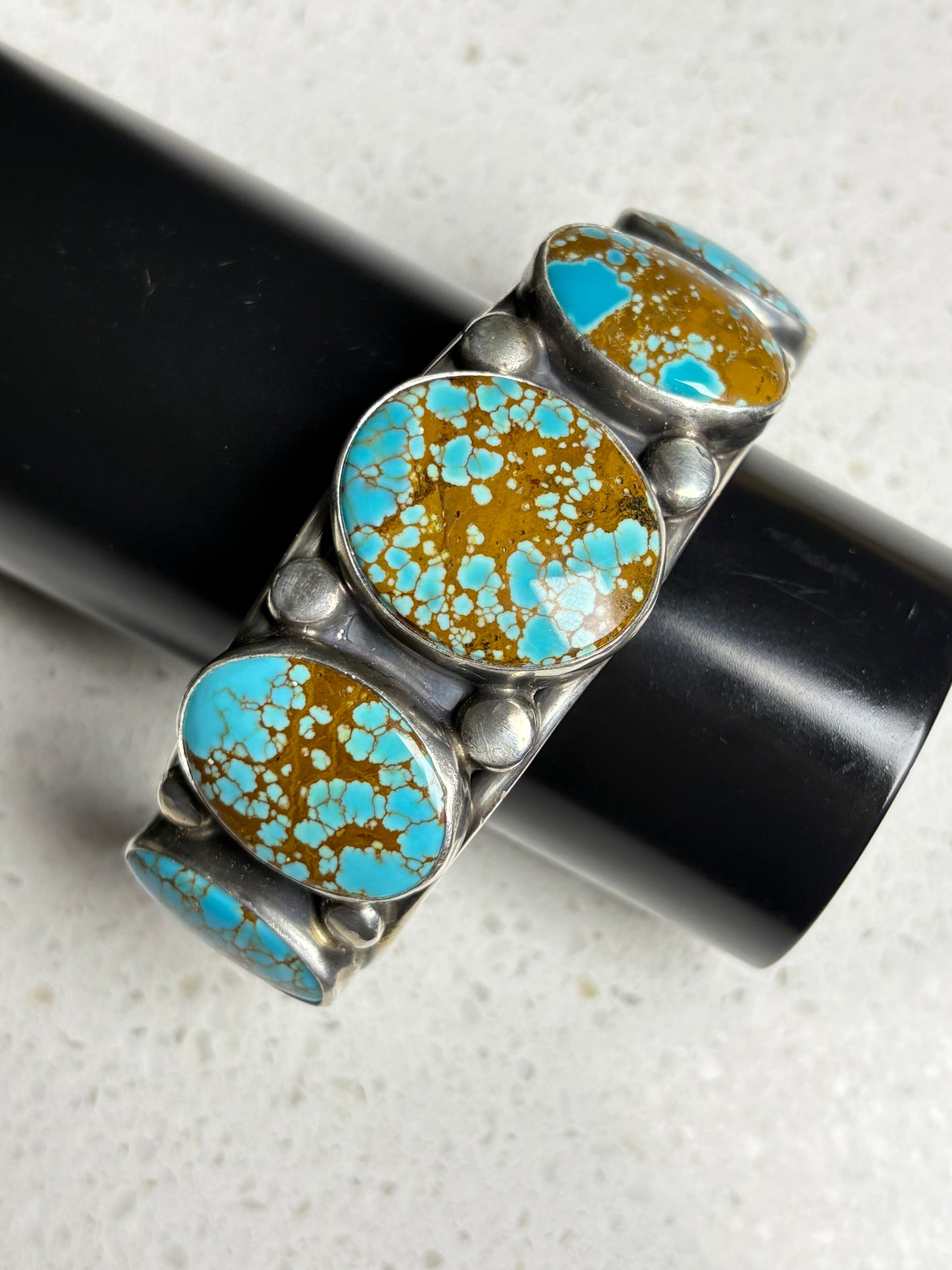 Navajo Sterling Silver Number Eight Turquoise Bracelet – Signed Vordy