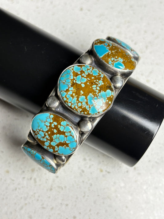 Navajo Sterling Silver Number Eight Turquoise Bracelet – Signed Vordy