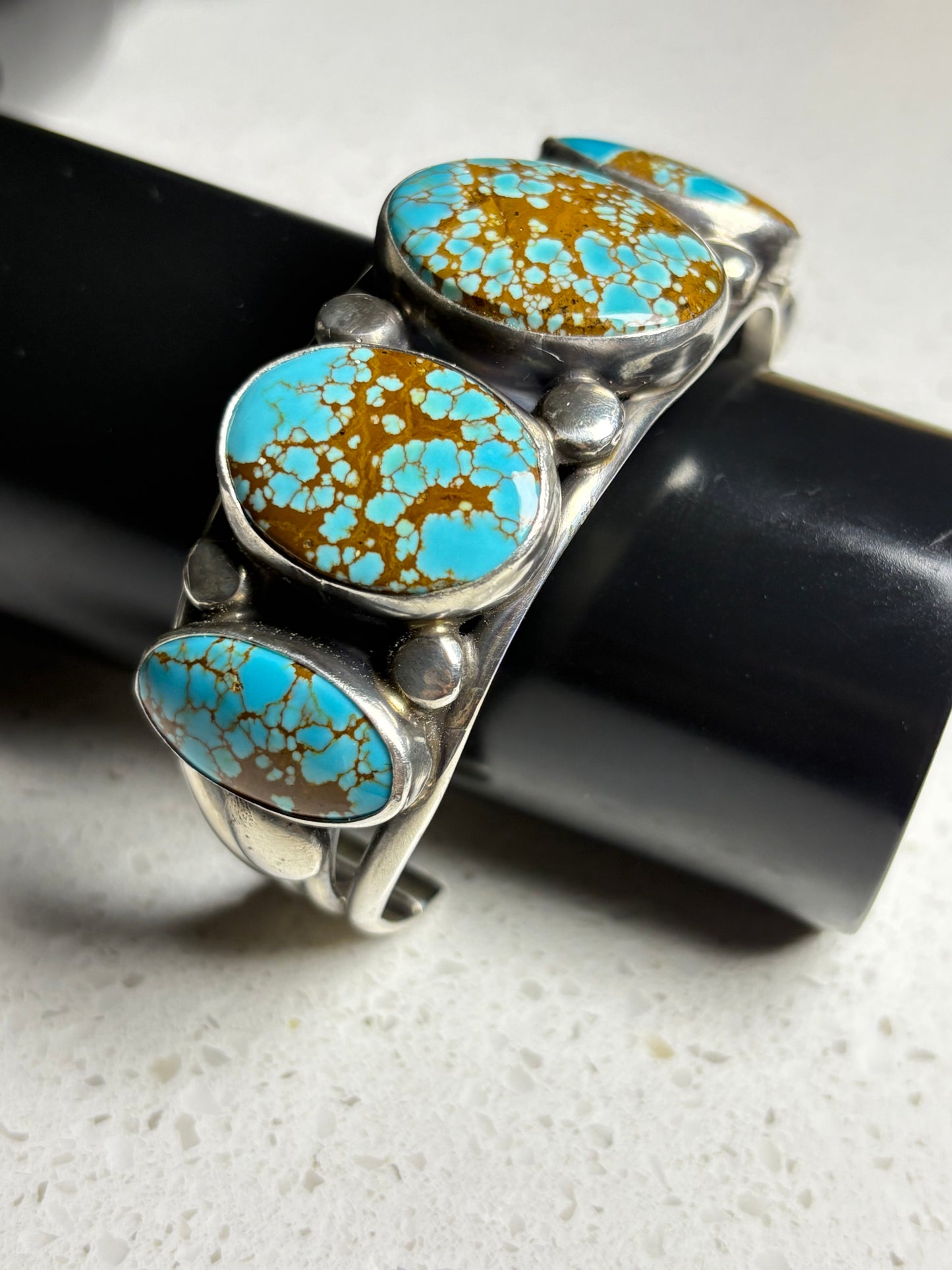Navajo Sterling Silver Number Eight Turquoise Bracelet – Signed Vordy