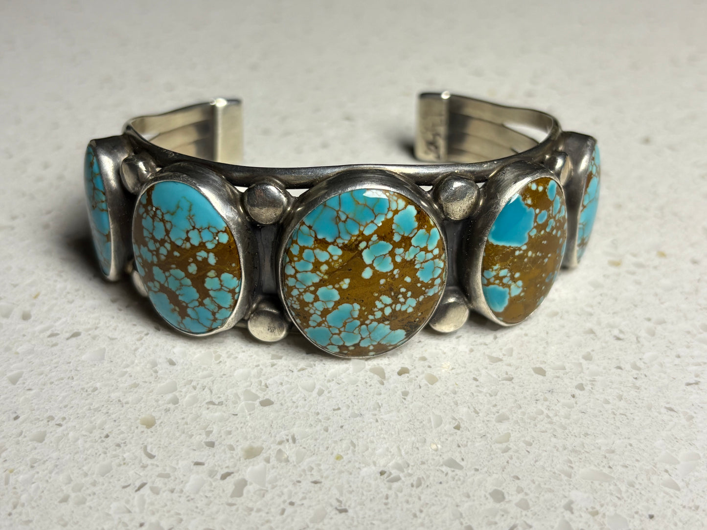 Navajo Sterling Silver Number Eight Turquoise Bracelet – Signed Vordy