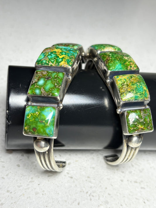 Navajo Sterling Silver Sonoran Turquoise Cuff Bracelet – By NJ
