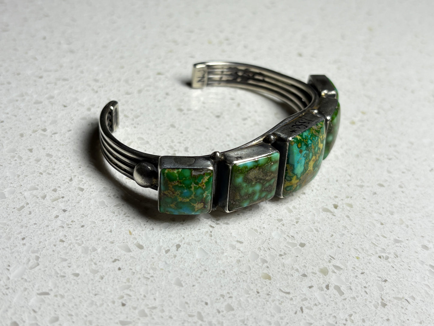 Navajo Sterling Silver Sonoran Turquoise Cuff Bracelet – By NJ