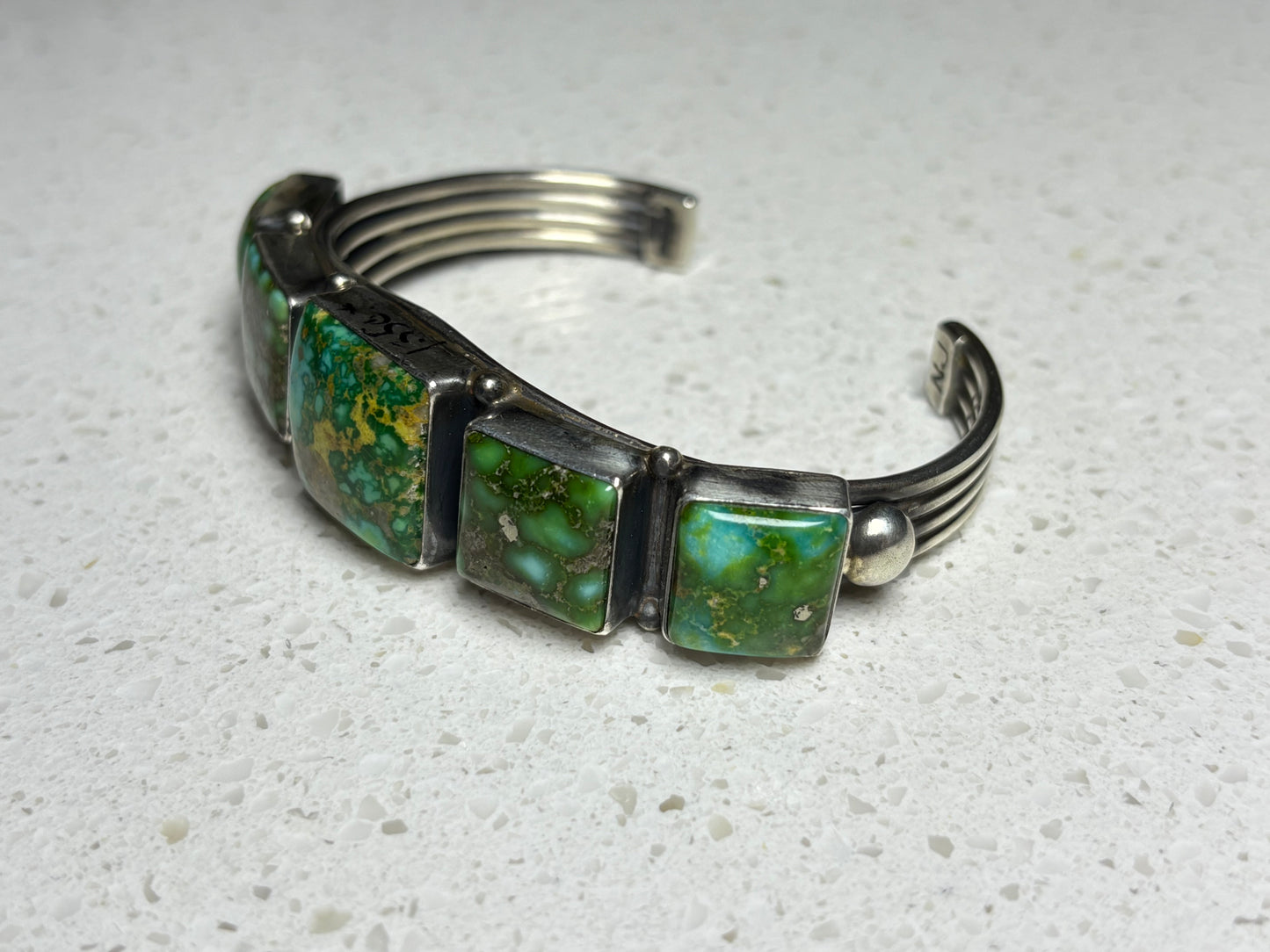 Navajo Sterling Silver Sonoran Turquoise Cuff Bracelet – By NJ